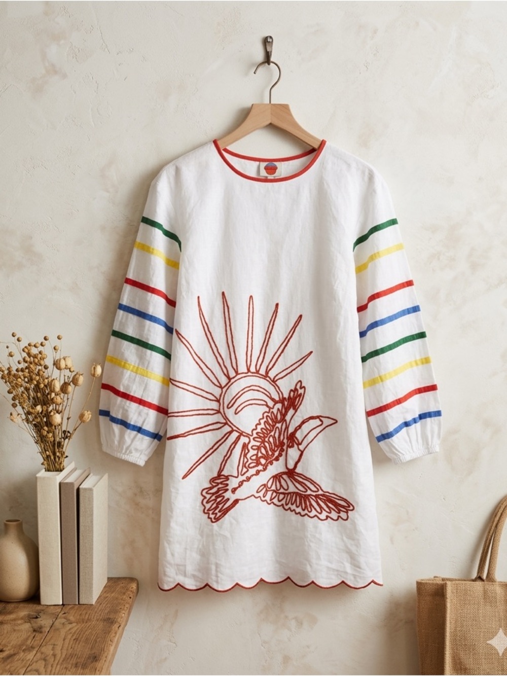 Farm Rio Scallop Embroidered Mini Dress Small NWT